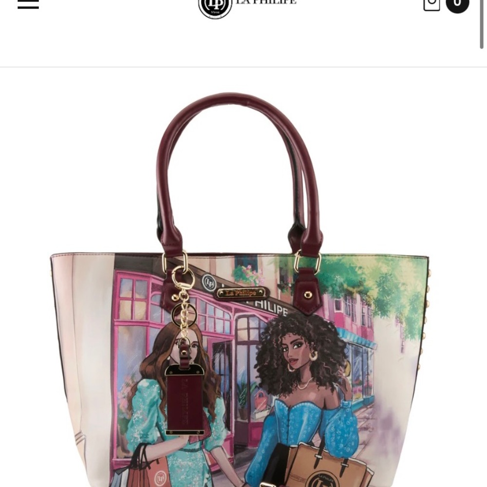 Artistic Multicolor LaPhilipe tote. New/in plastic with dust bag and strap.